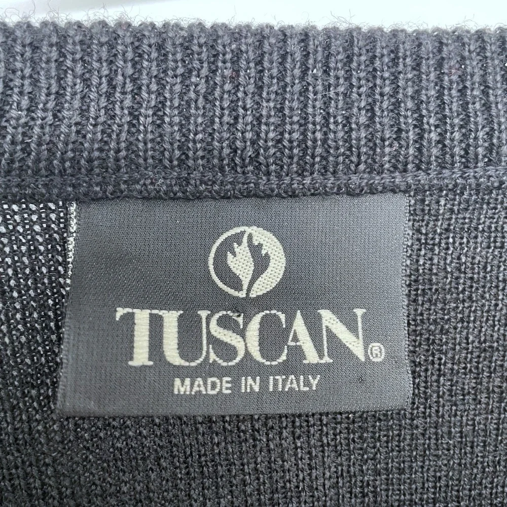 Vintage Tuscan Mens V Neck Sweater Colorful Squiggly Pattern Made in Italy‎ XL